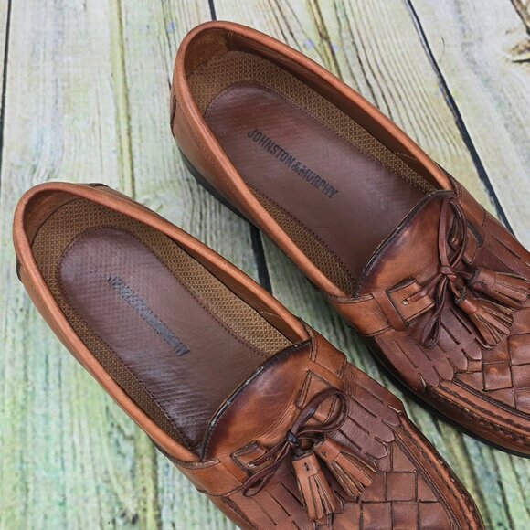 Johnston & Murphy Halsey Loafers Men’s 11.5 M Brown Woven Kiltie Tassel 20-2394 - Picture 7 of 9